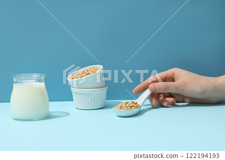 Soy and milk, concept of healthy food and drink 122194193