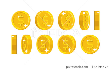 Gold dollar views cartoon style isolated Gold dollar views cartoon style isolated 122194476