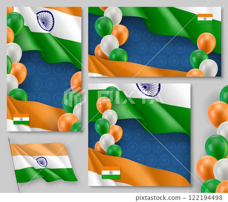 Indian patriotic festive posters set. 122194498