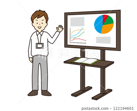 一名男子使用電子黑板解釋 122194601