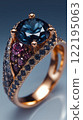 Elegant Silver Ring with Blue Gemstone and Sparkling Diamond Accents 122195063