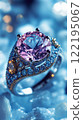 Elegant Silver Ring with Blue Gemstone and Sparkling Diamond Accents 122195067