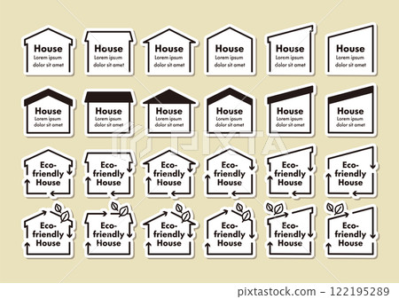 House-shaped sticker-style frame/icon set A-03 with text 122195289