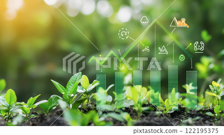 Illustration of economic policy influencing environment 122195375