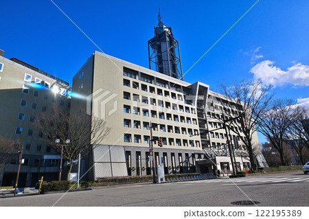 Toyama City Hall Toyama City Hall shining against the blue sky 122195389