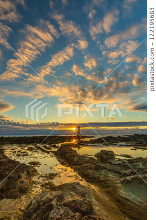 [Niigata Prefecture_Sado City] Nanaura Beach and Nagate Cape at dusk 122195683