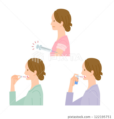 Hay fever treatment image illustration set (female) 122195751