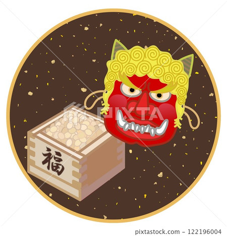 Setsubun illustration with circular decorative frame Setsubun illustration with circular decorative frame 122196004
