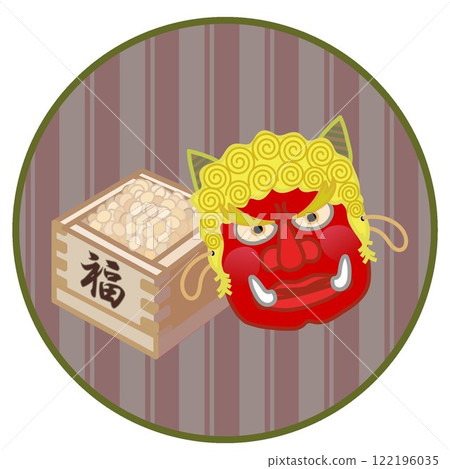 Setsubun illustration with circular decorative frame 122196035