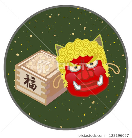 Setsubun illustration with circular decorative frame 122196037