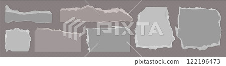 Paper cut pieces set with torn ragged edges 122196473