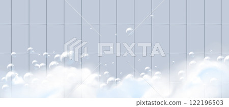 Bathroom wall with foam bubbles 122196503