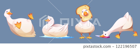Funny duck characters set isolated on background 122196507