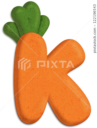 3D Carrot Letter K font  colorful letter 122196543