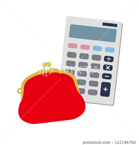 帶有錢包和計算器的錢包插圖 122196708