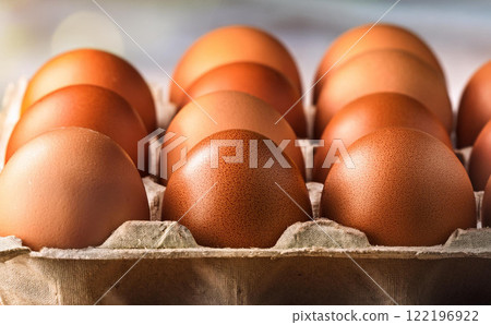 Cartoned eggs sold at supermarkets 122196922
