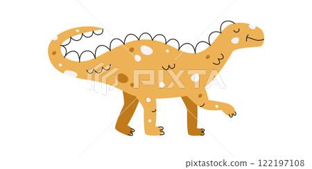 Flat hand drawn vector illustration of iguanodon dinosaur 122197108