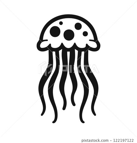 Black silhouette vector illustration of a jellyfish Black silhouette vector illustration of a jellyfish 122197122