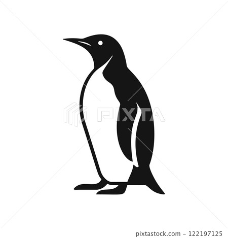 Black silhouette vector illustration of a penguin 122197125