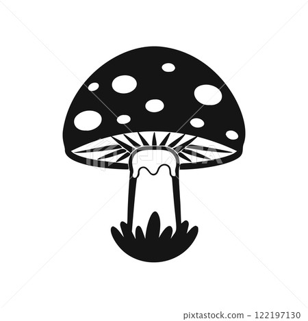 Black silhouette vector illustration of an amanita mushroom 122197130