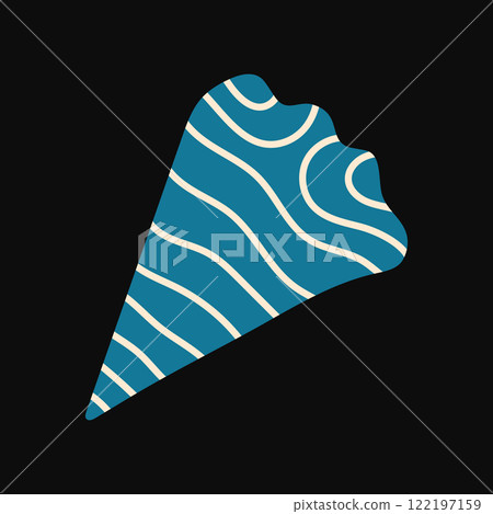 Modern blue triangle shaped seashell flat vector illustration Modern blue triangle shaped seashell flat vector illustration 122197159