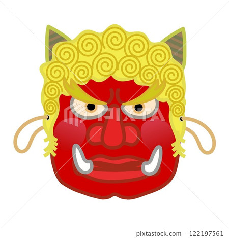 紅色惡魔的臉的插圖 122197561