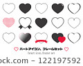 Set of heart icons and frames (black and red) 122197592