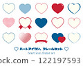 Set of heart icons and frames (blue and red) 122197593