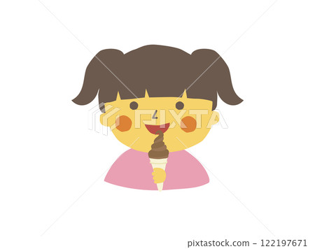 吃巧克力口味軟冰淇淋的女孩 122197671