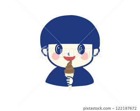 吃巧克力口味軟冰淇淋的男孩 122197672