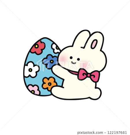 Easter cute bunny and eggs - Stock Illustration [122197681] - PIXTA