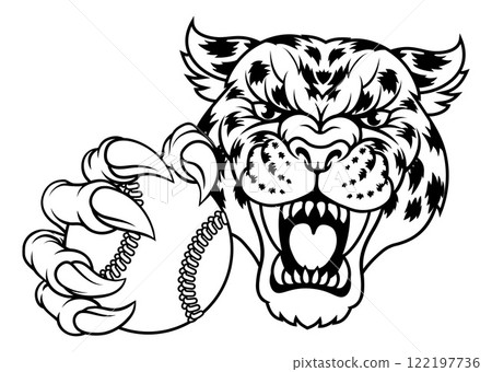 Jaguar Leopard Cheetah Panther Baseball Mascot 122197736