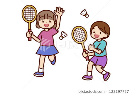 Children playing badminton 122197757