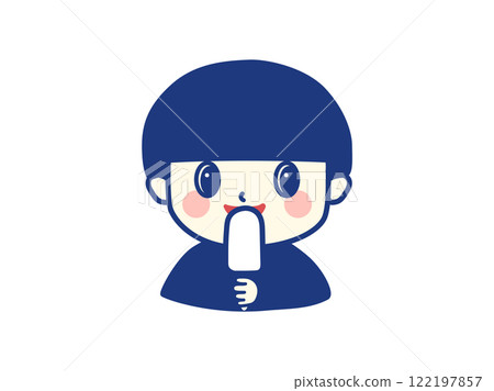 Boy eating vanilla ice cream stick Boy eating vanilla ice cream stick 122197857