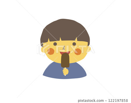 吃巧克力口味冰淇淋棒的男孩 122197858