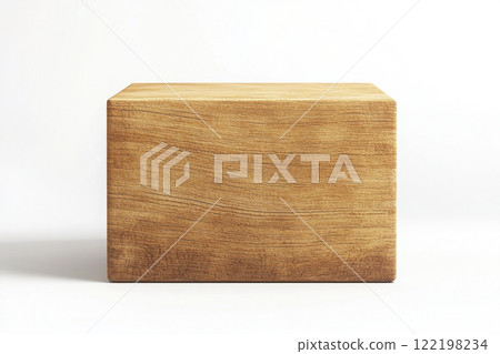 Wooden block on a plain background showcasing its natural texture and simplicity 122198234