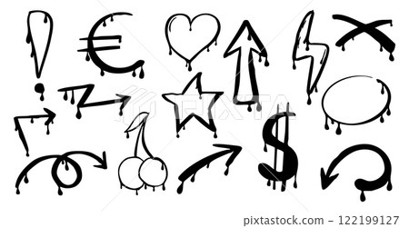 Graffiti Gangster tattoo elements, paint splash, spray. Heart face, skull set. Doodle gunge groovy print crown, cherry, scary kit,. Graffiti Gangster tattoo elements, paint splash, spray. Heart face, skull set. Doodle gunge groovy print crown, cherry, scary kit,. 122199127