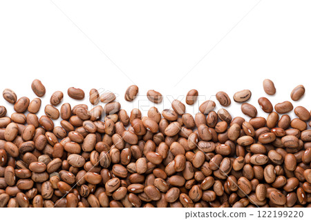 Brown beans background. Isolated, top view. 122199220