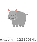 Handwritten style illustration of cute hippopotamus 122199341