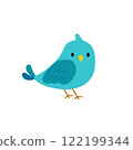 Cute blue bird illustration 122199344