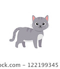 Cute grey cat illustration 122199345