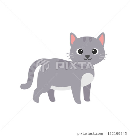 Cute grey cat illustration 122199345