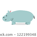 Handwritten style illustration of cute hippopotamus 122199348