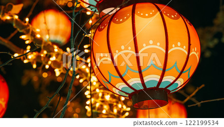 Beijing, China. Orange Yellow Paper Lantern On Zigong Lantern Festival In Beijing. Lantern Festival In Beijing Garden Expo Park. In Asian Culture Red Is Color Of Sun And Joy. Paper Lantern Is Symbol Beijing, China. Orange Yellow Paper Lantern On Zigong Lantern Festival In Beijing. Lantern Festival In Beijing Garden Expo Park. In Asian Culture Red Is Color Of Sun And Joy. Paper Lantern Is Symbol 122199534