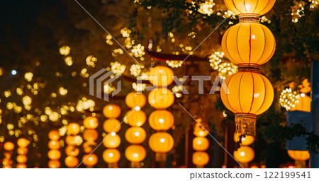 Beijing, China. Orange Yellow Paper Lanterns On Zigong Lantern Festival In Beijing. Lantern Festival In Beijing Garden Expo Park. National Intangible Cultural Heritage Of China. Asian Culture. Paper Beijing, China. Orange Yellow Paper Lanterns On Zigong Lantern Festival In Beijing. Lantern Festival In Beijing Garden Expo Park. National Intangible Cultural Heritage Of China. Asian Culture. Paper 122199541