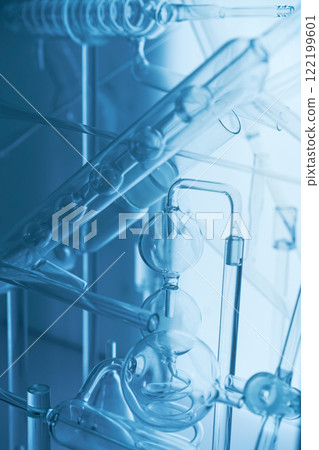 Detailed scientific glassware in modern laboratory setting 122199601