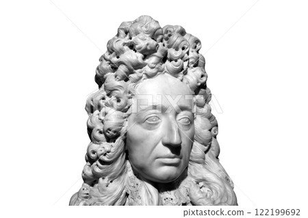 White marble statue of historical figure isolated 122199692