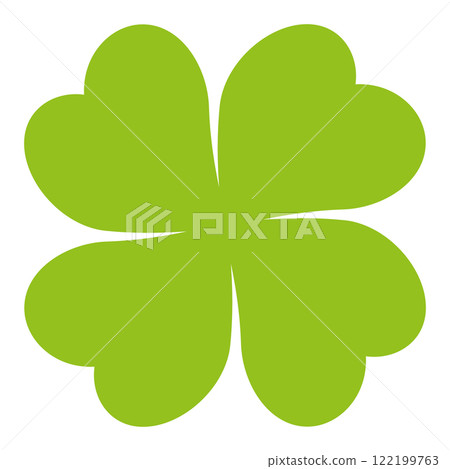 Four-leaf clover silhouette symbol icon shape, vector illustration of green four leaf cloverleaf, isolated on white 122199763