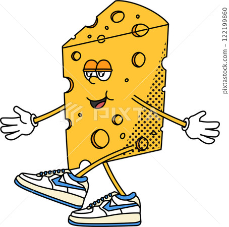 Retro cartoon cheese character illustration 122199860