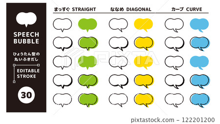 Horn shape and touch _ Rounded gourd-shaped speech bubble set _ Line editing possible 122201200